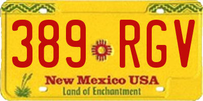 NM license plate 389RGV