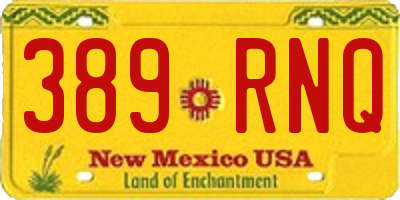 NM license plate 389RNQ