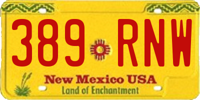 NM license plate 389RNW