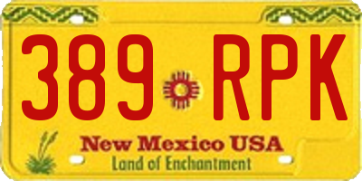 NM license plate 389RPK