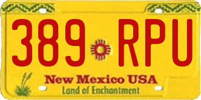 NM license plate 389RPU