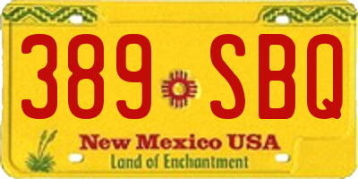 NM license plate 389SBQ
