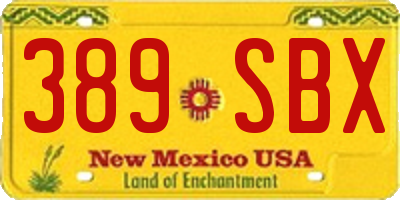 NM license plate 389SBX