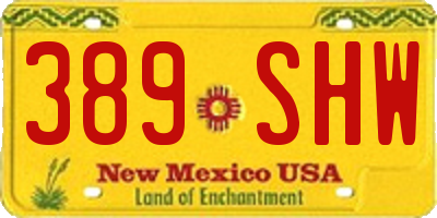 NM license plate 389SHW