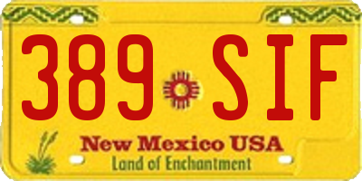 NM license plate 389SIF