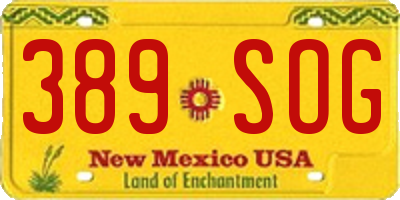NM license plate 389SOG