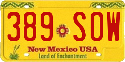 NM license plate 389SOW