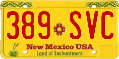 NM license plate 389SVC