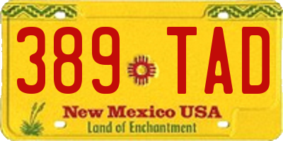 NM license plate 389TAD