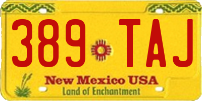 NM license plate 389TAJ