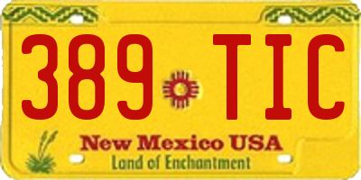NM license plate 389TIC