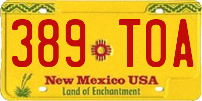 NM license plate 389TOA