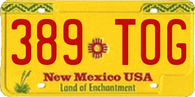 NM license plate 389TOG