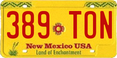 NM license plate 389TON