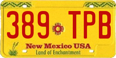 NM license plate 389TPB