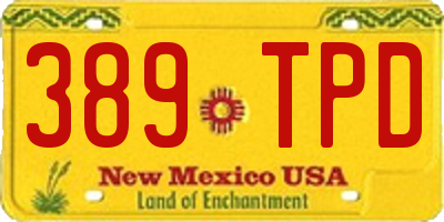 NM license plate 389TPD