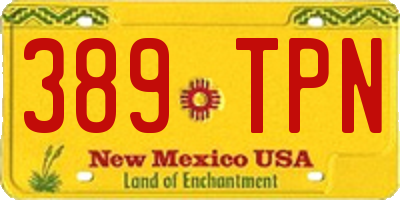 NM license plate 389TPN