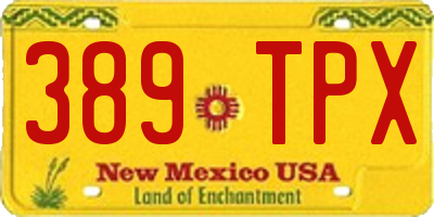 NM license plate 389TPX