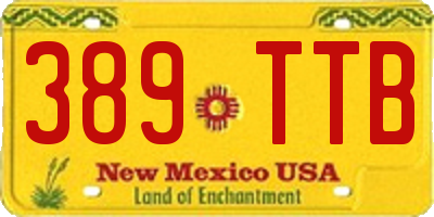 NM license plate 389TTB