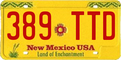 NM license plate 389TTD