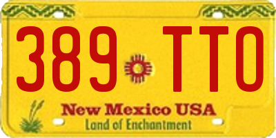 NM license plate 389TTO