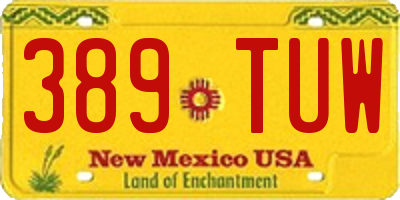 NM license plate 389TUW