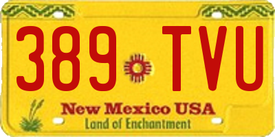 NM license plate 389TVU