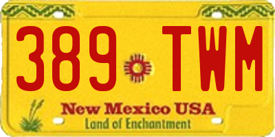 NM license plate 389TWM