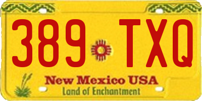 NM license plate 389TXQ