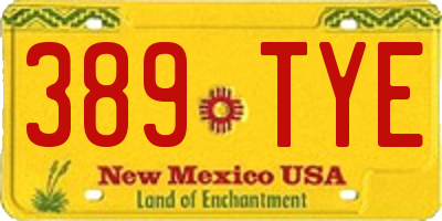NM license plate 389TYE