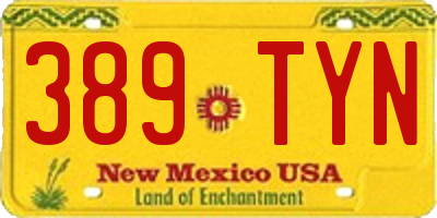 NM license plate 389TYN