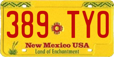NM license plate 389TYO