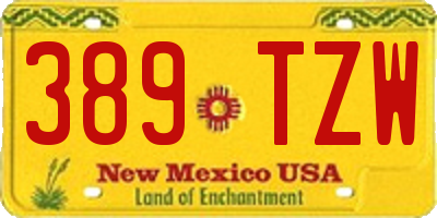 NM license plate 389TZW