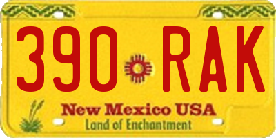 NM license plate 390RAK