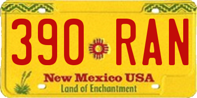 NM license plate 390RAN