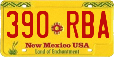 NM license plate 390RBA
