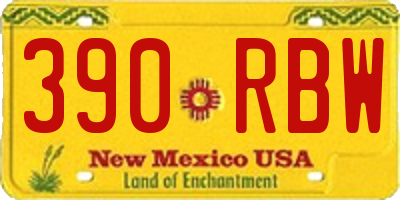 NM license plate 390RBW