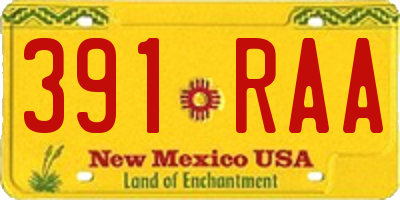 NM license plate 391RAA