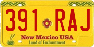 NM license plate 391RAJ