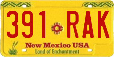 NM license plate 391RAK