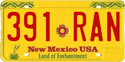 NM license plate 391RAN