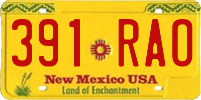 NM license plate 391RAO