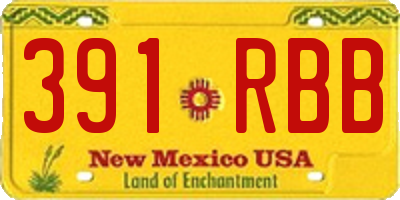 NM license plate 391RBB