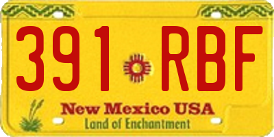 NM license plate 391RBF