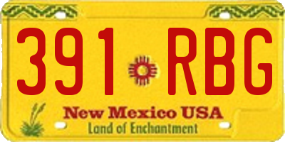NM license plate 391RBG