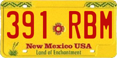 NM license plate 391RBM
