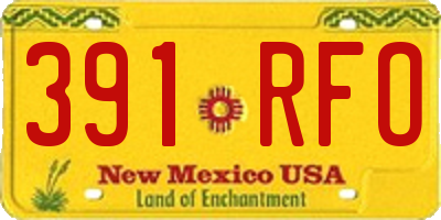 NM license plate 391RFO