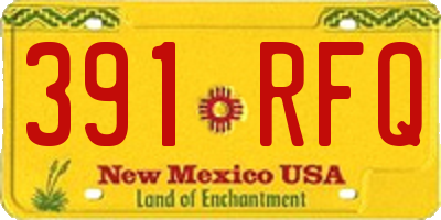 NM license plate 391RFQ