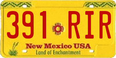 NM license plate 391RIR