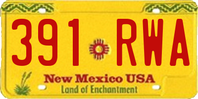 NM license plate 391RWA